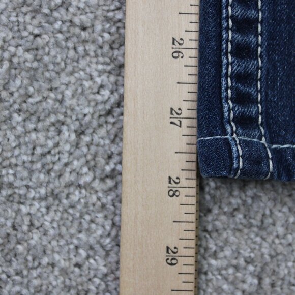 True Religion Boot cut Jeans Mens 38 Blue Bootcut Thick Stitch Denim 28" inseam - Picture 4 of 15